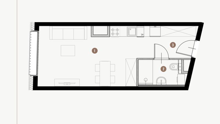 Rzut - Mieszkanie na sprzedaż 1 pokój o powierzchni 27,62 m² - numer I.4.2 w Tuwima Apartments