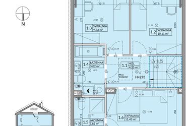 Rzut - Dom na sprzedaż 5 pokoi o powierzchni 94,5 m² - numer 177A w Arkady Walendów etap 5