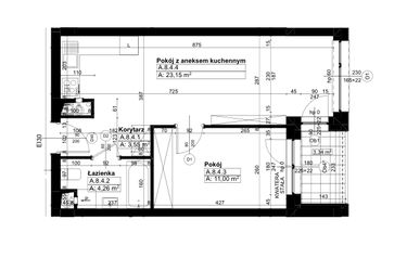 Rzut - Mieszkanie na sprzedaż 2 pokoje o powierzchni 41,96 m² - numer A/8/4 w Świerzawska 13