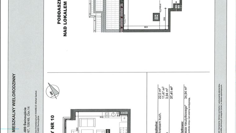 Rzut - Mieszkanie na sprzedaż 2 pokoje o powierzchni 37,41 m² - numer 10 w Słoneczne Świnoujście