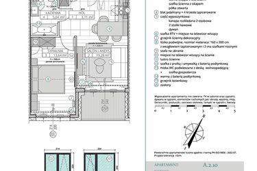 Rzut - Mieszkanie na sprzedaż 2 pokoje o powierzchni 41,67 m² - numer A.2.10 w Remedium