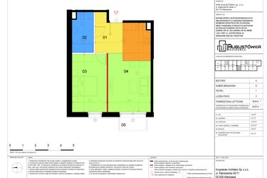 Rzut - Mieszkanie na sprzedaż 2 pokoje o powierzchni 43,64 m² - numer A12 w Augustówka Residence