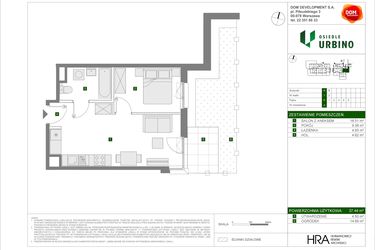 Rzut - Mieszkanie na sprzedaż 2 pokoje o powierzchni 37,44 m² - numer A4 w Osiedle Urbino etap 4.1