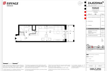 Rzut - Mieszkanie na sprzedaż 1 pokój o powierzchni 29,84 m² - numer A.2.5 w Zajezdnia
