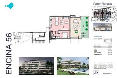 Rzut - Mieszkanie na sprzedaż 1 pokój o powierzchni 57 m² - numer 5 w Santa Rosalía - Murcia