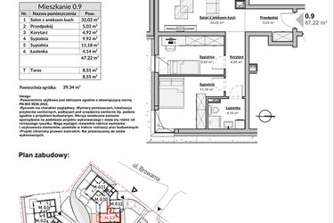 Rzut - Mieszkanie na sprzedaż 3 pokoje o powierzchni 67,22 m² - numer M0.9 w Bulwary Apartamenty