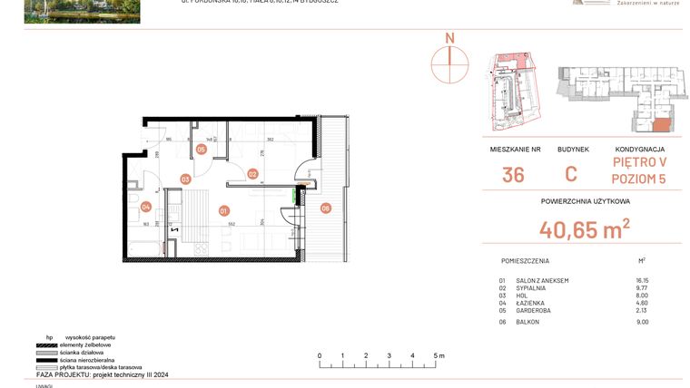 Rzut - Mieszkanie na sprzedaż 2 pokoje o powierzchni 40,65 m² - numer 18.36 w Osiedle Nowe Horyzonty etap II