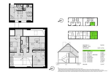 Rzut - Mieszkanie na sprzedaż 4 pokoje o powierzchni 72,26 m² - numer C.11 w Pawia od Nowa