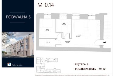Rzut - Mieszkanie na sprzedaż 3 pokoje o powierzchni 50 m² - numer M 0.14 w Podwalna 5