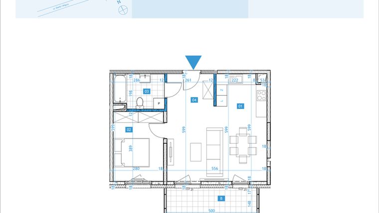Rzut - Mieszkanie na sprzedaż 2 pokoje o powierzchni 49,12 m² - numer E34 w Osiedle Botaników etap E