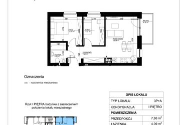 Rzut - Mieszkanie na sprzedaż 3 pokoje o powierzchni 48,21 m² - numer 6 w Esperanto Park etap II