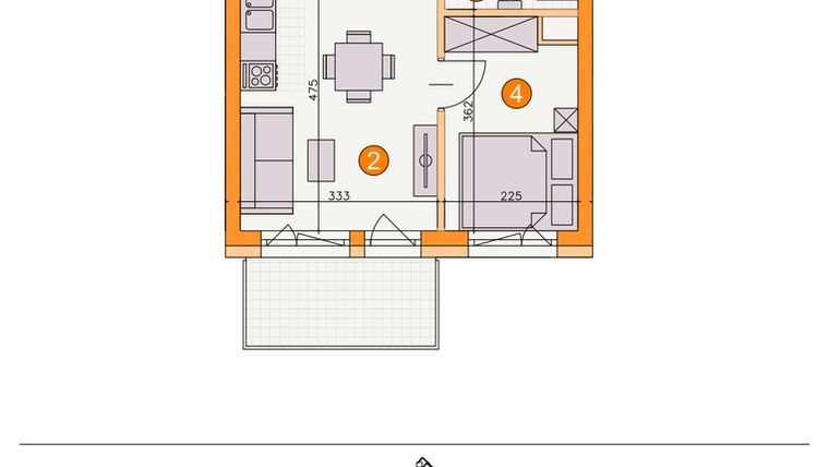 Rzut - Mieszkanie na sprzedaż 2 pokoje o powierzchni 27,36 m² - numer BI/A10 w Osiedle Bocianie Gniazdo 2