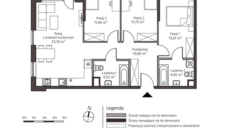 Rzut - Mieszkanie na sprzedaż 4 pokoje o powierzchni 80,18 m² - numer 5B/10 w Nowy Goszyn