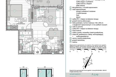 Rzut - Mieszkanie na sprzedaż 2 pokoje o powierzchni 48,68 m² - numer A.3.19 w Remedium