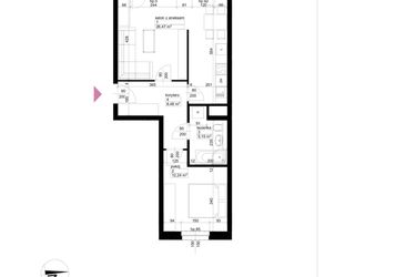Rzut - Mieszkanie na sprzedaż 2 pokoje o powierzchni 52,34 m² - numer A2/2/5/16 w Malta Wołkowyska etap III