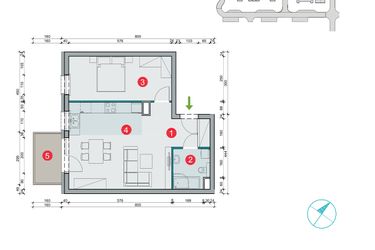 Rzut - Mieszkanie na sprzedaż 2 pokoje o powierzchni 49,53 m² - numer 7.44 w Osiedle Uniwersyteckie etap III