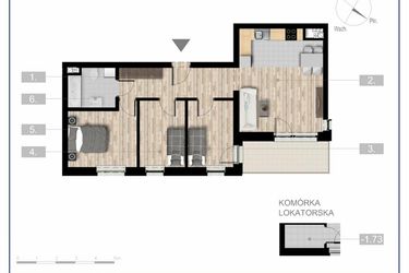 Rzut - Mieszkanie na sprzedaż 4 pokoje o powierzchni 64,09 m² - numer 14 w Szczytno Dąbrowskiego - etap 2