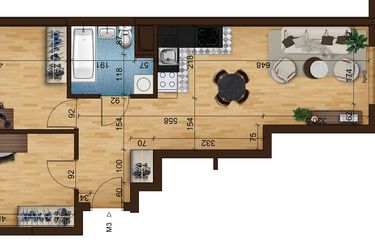 Rzut - Mieszkanie na sprzedaż 3 pokoje o powierzchni 58,4 m² - numer 6C.3 w Mierzeja Wiślana etap III