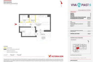 Rzut - Mieszkanie na sprzedaż 2 pokoje o powierzchni 41,86 m² - numer A.2 w Viva Piast 5