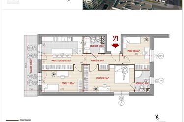 Rzut - Mieszkanie na sprzedaż 4 pokoje o powierzchni 71,21 m² - numer 21 w HUZAR B3