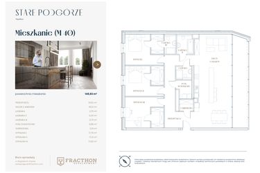 Rzut - Mieszkanie na sprzedaż 4 pokoje o powierzchni 148,59 m² - numer M.40 w Stare Podgórze