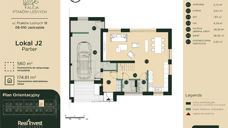 Rzut - Dom na sprzedaż 5 pokoi o powierzchni 174,81 m² - numer J2 w Aleja Ptaków Leśnych