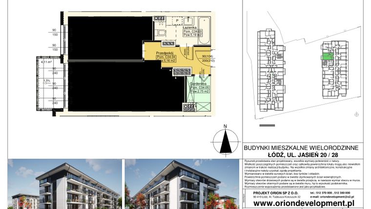 Rzut - Mieszkanie na sprzedaż 2 pokoje o powierzchni 45,49 m² - numer C34 w Duo Park