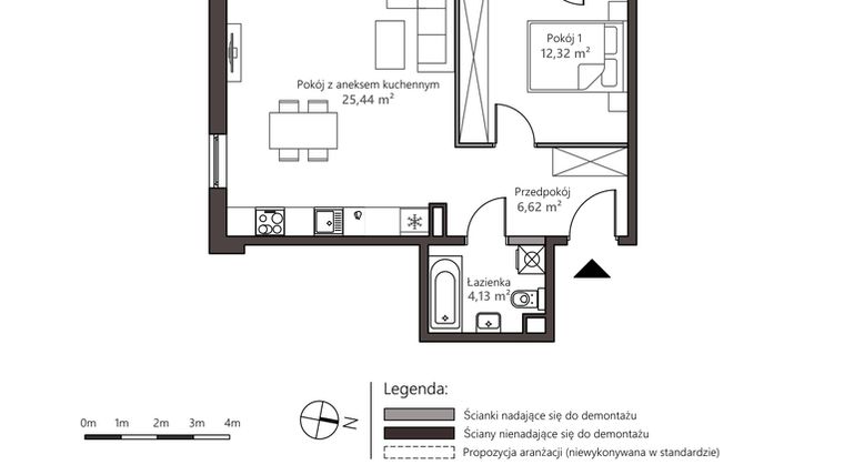 Rzut - Mieszkanie na sprzedaż 2 pokoje o powierzchni 48,51 m² - numer 5C/9 w Nowy Goszyn