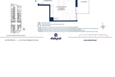 Rzut - Mieszkanie na sprzedaż 2 pokoje o powierzchni 40,9 m² - numer C13.8 w Sol Marina etap III