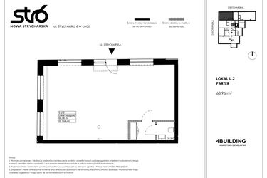 Rzut - Lokal użytkowy na sprzedaż 1 pokój o powierzchni 68,96 m² - numer U.2 w Nowa Strycharska | STR 6