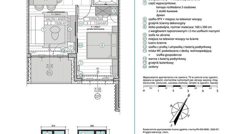 Rzut - Mieszkanie na sprzedaż 2 pokoje o powierzchni 41,43 m² - numer A.2.11 w Remedium