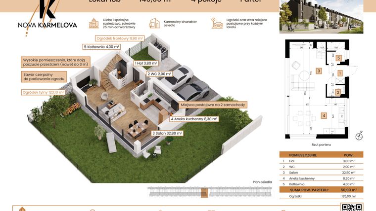 Rzut - Dom na sprzedaż 4 pokoje o powierzchni 149,6 m² - numer 18B w NOVA KARMELOVA