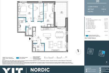 Rzut - Mieszkanie na sprzedaż 4 pokoje o powierzchni 93,9 m² - numer 98 w Nordic Górka Narodowa