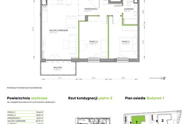 Rzut - Mieszkanie na sprzedaż 3 pokoje o powierzchni 68,48 m² - numer III.2/1/17 w Via Flora
