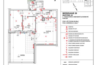Rzut - Mieszkanie na sprzedaż 3 pokoje o powierzchni 58,89 m² - numer 22_26 w Osiedle 4 Pory Roku - Etap VIII