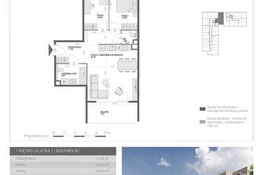 Rzut - Mieszkanie na sprzedaż 3 pokoje o powierzchni 65,32 m² - numer M18 w Modern House II