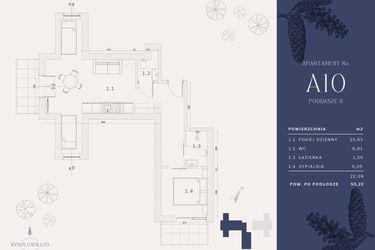 Rzut - Mieszkanie na sprzedaż 4 pokoje o powierzchni 23,07 m² - numer A10 w Rysulówka 70