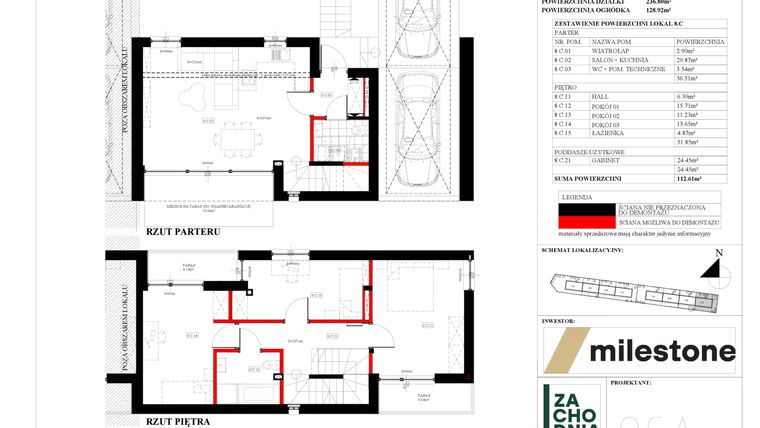 Rzut - Dom na sprzedaż 5 pokoi o powierzchni 112,61 m² - numer 8.C w Zachodnia Wesoła
