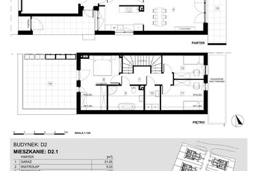 Rzut - Dom na sprzedaż 4 pokoje o powierzchni 122,4 m² - numer D2.1 w Ville Przy Białej