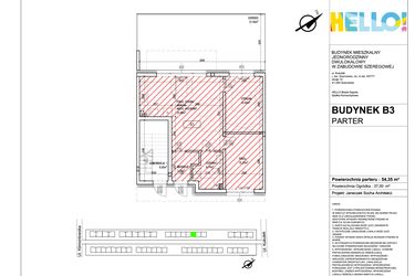 Rzut - Mieszkanie na sprzedaż 3 pokoje o powierzchni 54,35 m² - numer B3.1 w HELLO! KUKUŁKI bud. B