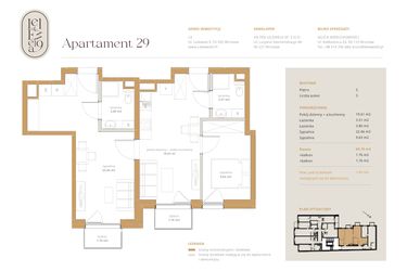 Rzut - Mieszkanie na sprzedaż 2 pokoje o powierzchni 37,36 m² - numer A29 w Lelewela 9