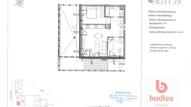 Rzut - Mieszkanie na sprzedaż 2 pokoje o powierzchni 50,23 m² - numer 4.41 w Urzecze