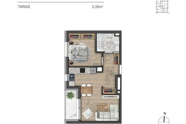 Rzut - Mieszkanie na sprzedaż 2 pokoje o powierzchni 39,31 m² - numer G3 w Osiedle Parkowe