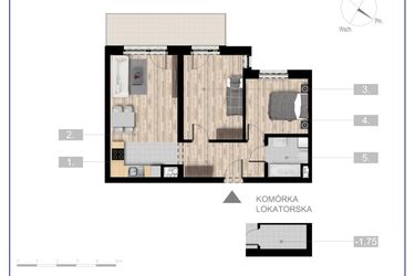 Rzut - Mieszkanie na sprzedaż 3 pokoje o powierzchni 54,86 m² - numer 29 w Szczytno Dąbrowskiego - etap 3
