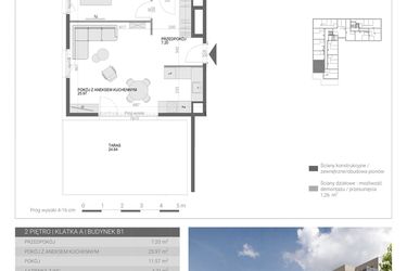 Rzut - Mieszkanie na sprzedaż 2 pokoje o powierzchni 49,05 m² - numer M22 w Modern House II
