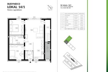 Rzut - Mieszkanie na sprzedaż 3 pokoje o powierzchni 75,2 m² - numer 14/1 w Szczęśliwa Polana