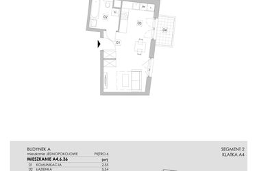 Rzut - Mieszkanie na sprzedaż 1 pokój o powierzchni 30,1 m² - numer A4.6.36 w ATAL Ruczaj