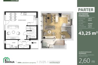 Rzut - Dom na sprzedaż 4 pokoje o powierzchni 87,43 m² - numer 43 w Osiedle Domy Rataja