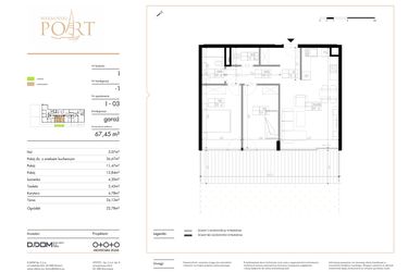 Rzut - Mieszkanie na sprzedaż 3 pokoje o powierzchni 67,45 m² - numer I_3 w Warmiński Port etap V