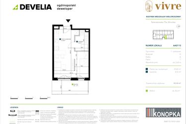 Rzut - Mieszkanie na sprzedaż 1 pokój o powierzchni 30,38 m² - numer AA0115 w Vivre